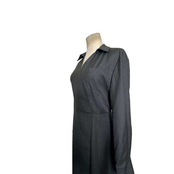 MOFT black long sleeves faux wrap midi dress size Large - Picture 11 of 15